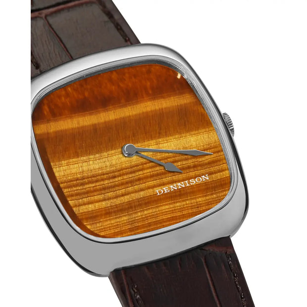 Dennison Watch – Natural Stone Tiger Eye In Steel