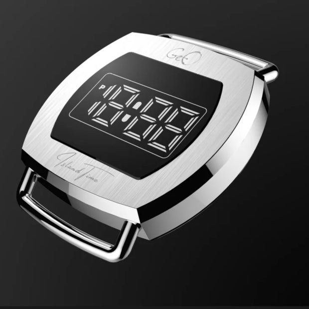 Geo Retro Future LED Digital SS Watch