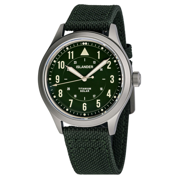 Islander Watch – Babylon HV1000 Titanium Solar Field Watch with Olive Dial