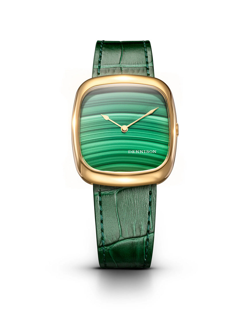 Dennison Watch – Natural Stone Malachite Stone In Gold