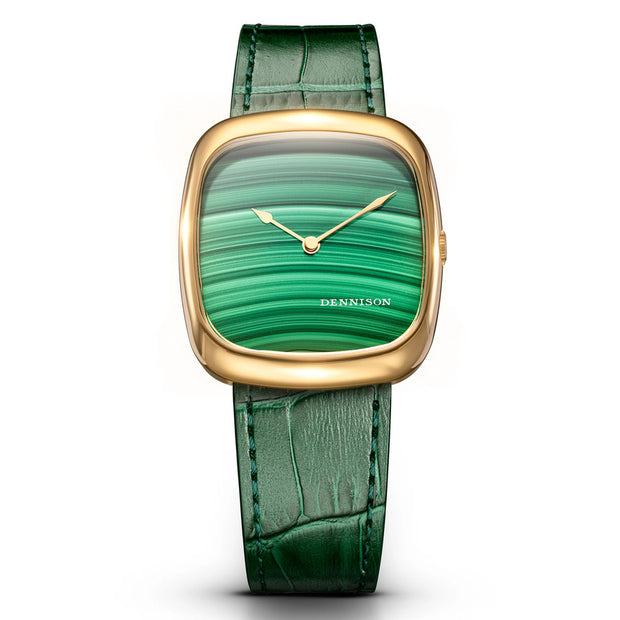 Dennison Watch – Natural Stone Malachite Stone In Gold