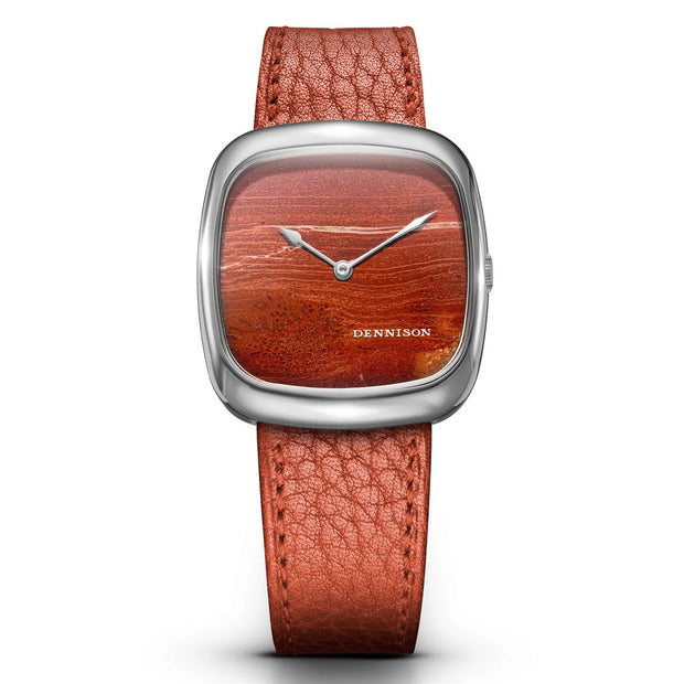 Dennison Watch – Natural Red Agate Stone In Steel