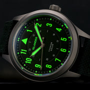Islander Watch – Babylon HV1000 Titanium Solar Field Watch with Olive Dial