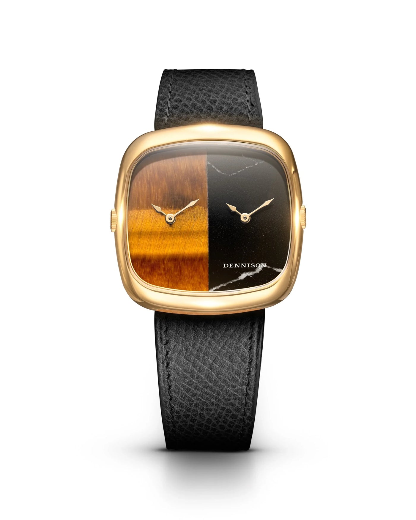 Dennison Watch – ALD Dual Time – Tiger Eye & Marble In Gold