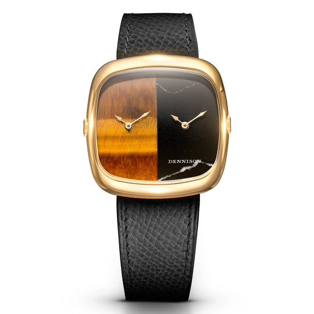 Dennison Watch – ALD Dual Time – Tiger Eye & Marble In Gold