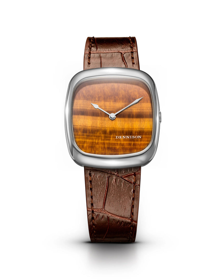 Dennison Watch – Natural Stone Tiger Eye In Steel