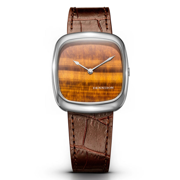 Dennison Watch – Natural Stone Tiger Eye In Steel