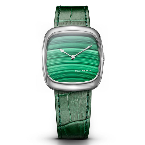 Dennison Watch – Natural Stone Malachite Stone In Steel
