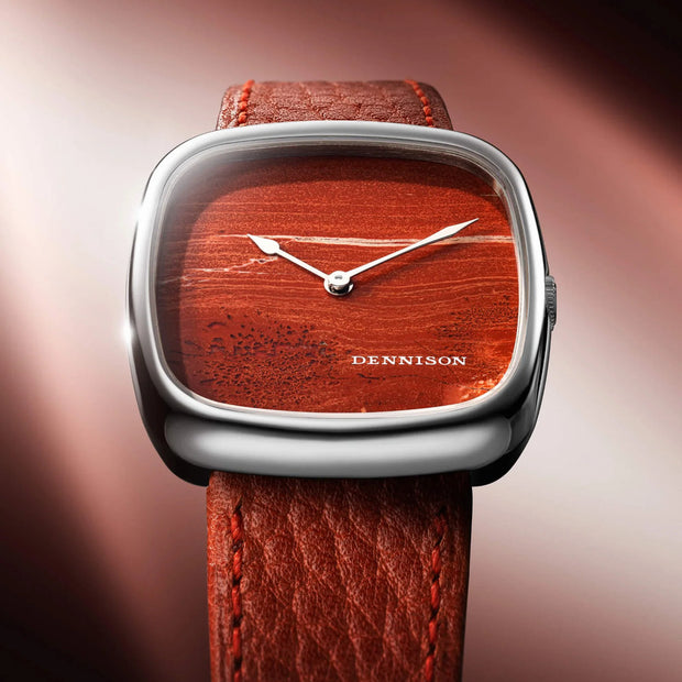 Dennison Watch – Natural Red Agate Stone In Steel