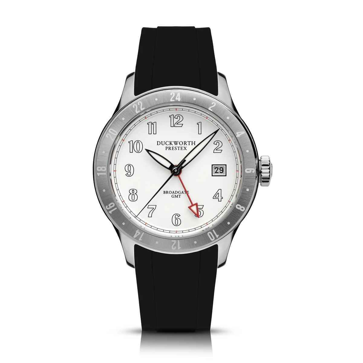 Duckworth Prestex - Broadgate GMT Automatic - White - Black Strap