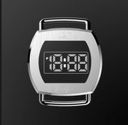 Geo Retro Future LED Digital SS Watch