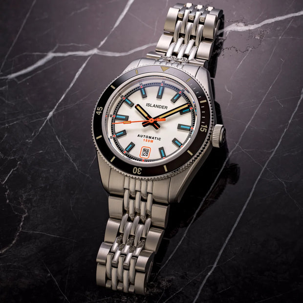 Islander Watch – Port Jefferson Skin Diver Automatic Watch with White Dial #ISL-176