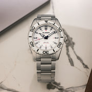 Islander Watch – Saltaire 38mm Solar Dive Watch with Pure White Dial #ISL-281