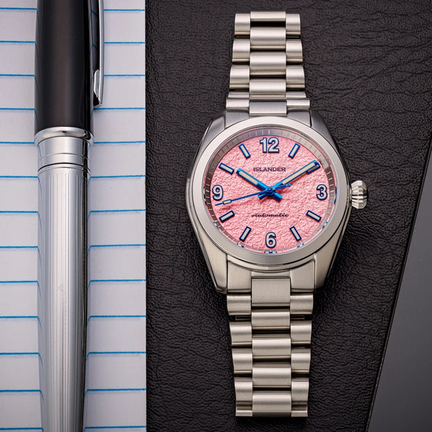 Islander Watch - Brookville Calligraphy Edition Watch with Coral Parchment Dial #ISL-367