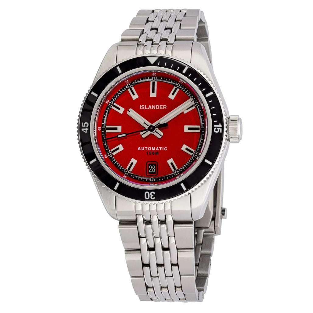 Islander Watch – Port Jefferson Skin Diver Automatic Watch with Red Dial #ISL-375