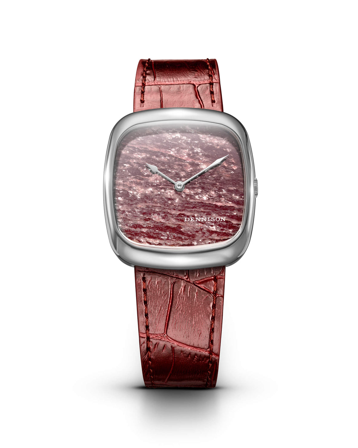 Dennison Watch – Natural Rubellite Stone In Steel