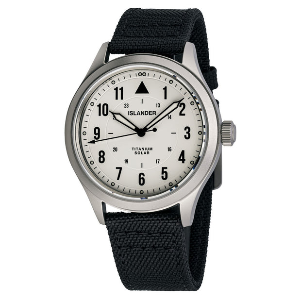 Islander Watch – Babylon HV1000 Titanium Solar Field Watch with White Dial