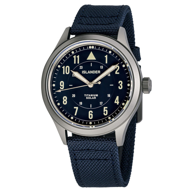 Islander Watch – Babylon HV1000 Titanium Solar Field Watch with Blue Dial
