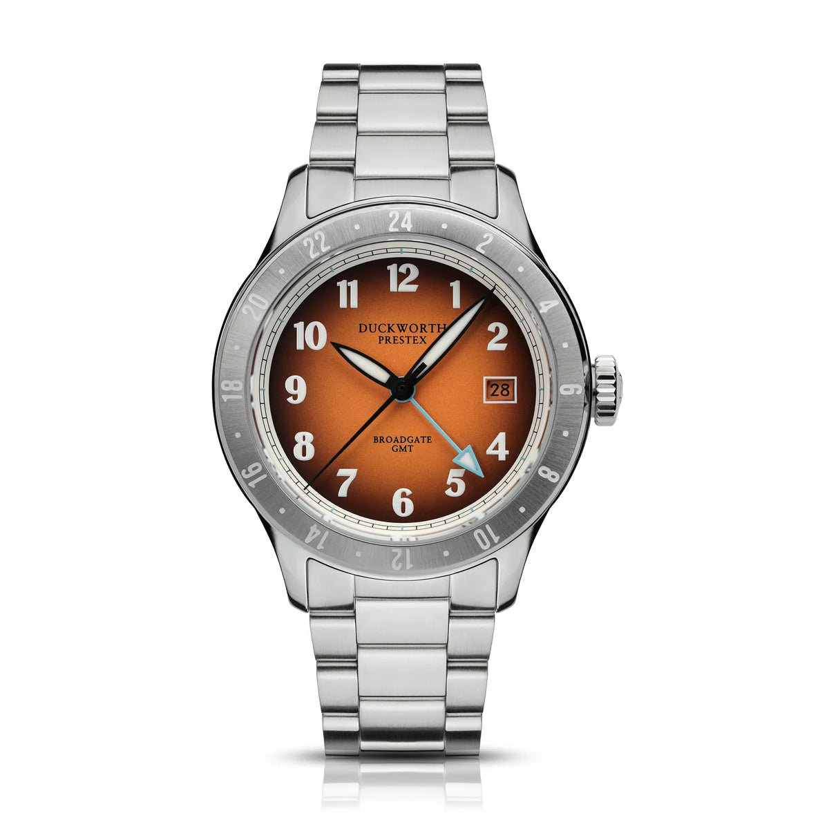 Duckworth Prestex - Broadgate GMT Automatic - Orange -  Steel Bracelet