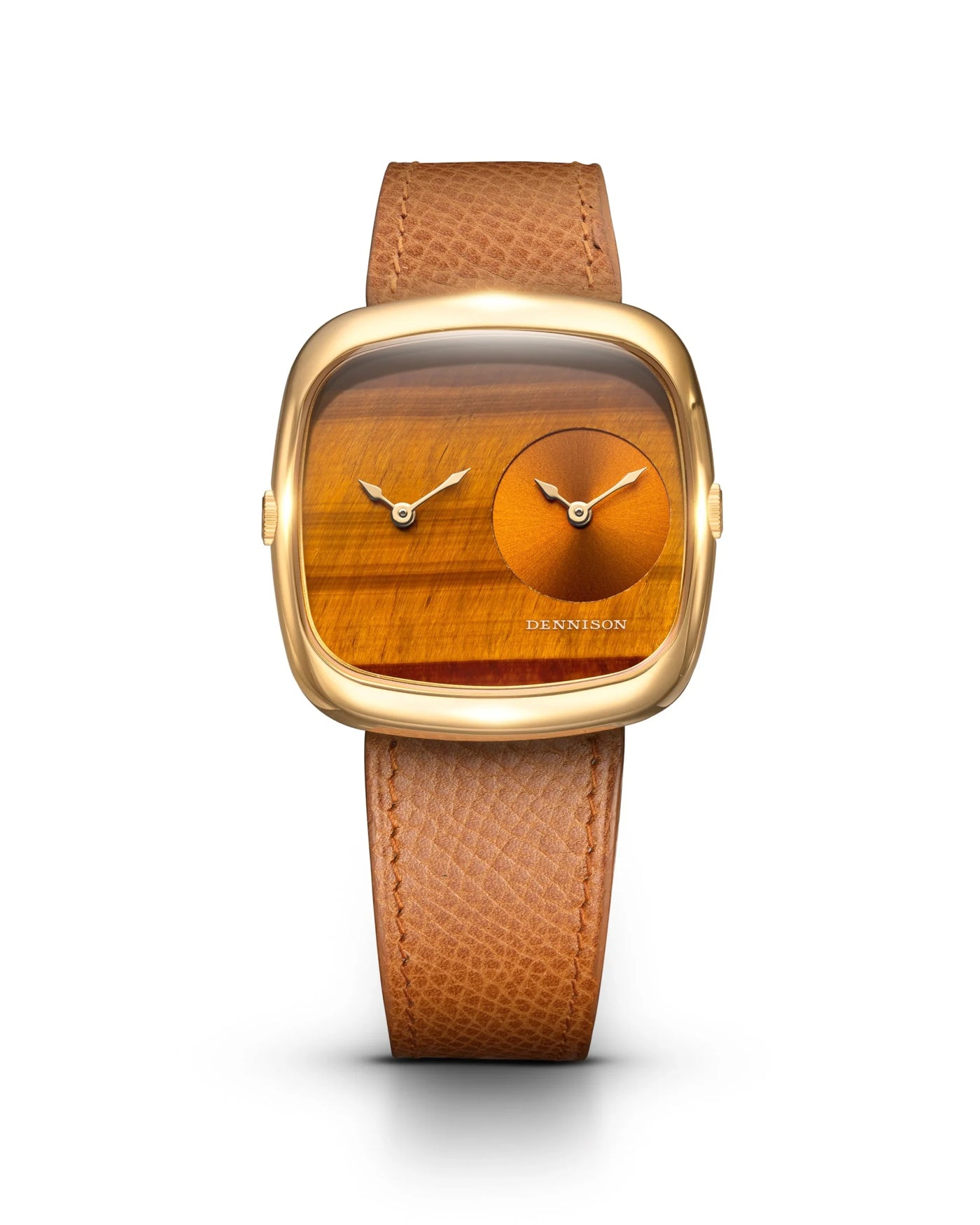 Dennison Watch – ALD Dual Time – Tiger Eye & Gold Sunray In Gold
