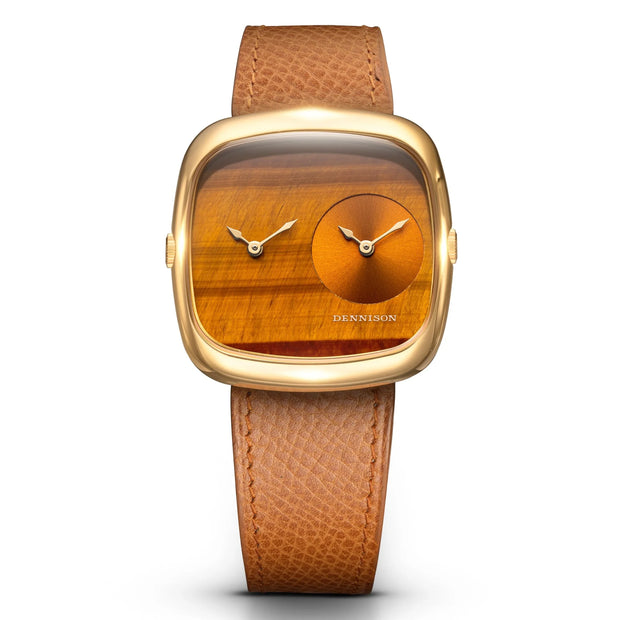 Dennison Watch – ALD Dual Time – Tiger Eye & Gold Sunray In Gold