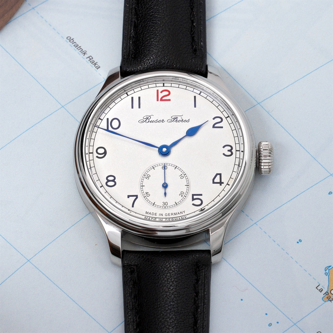 Buser Freres Marine 38 mm Arabic White