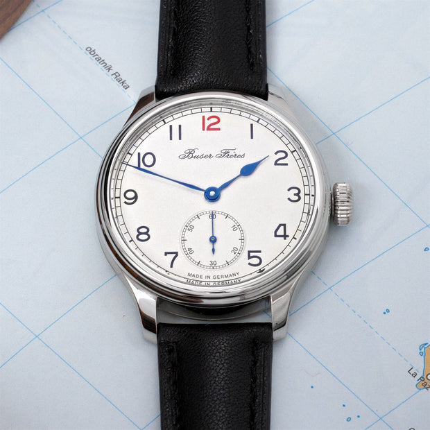 Buser Freres Marine 38 mm Arabic White